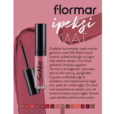 Flormar Silk Matte Liquid Lipstick 010 Tender Terra 4.5 gm - Liquid Lipsticks