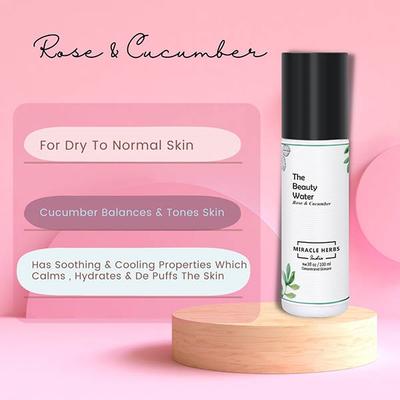 Miracleherbsindia The Beauty Water Rose & Cucumber 125 ml (N) - Toners