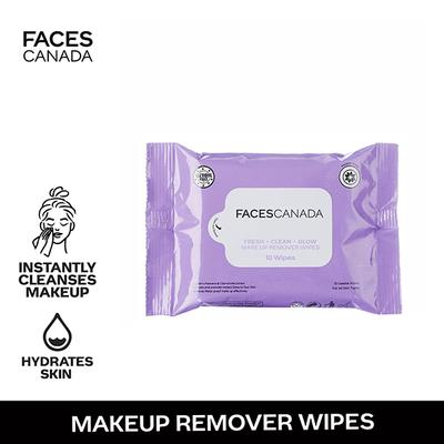 Faces Canada Fresh Clean Glow Makeup Remover Wipes 10's - Make Up Removers