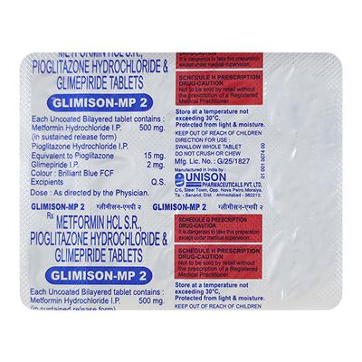 Glimison MP 2/500/15mg Tablet 15'S - Diabetes-Ant