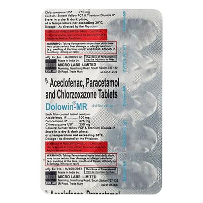 Dolowin MR Tablet 10'S - Pain relief-Nsa