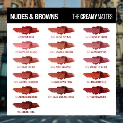 Maybelline New York Color Sensational Creamy Matte Lipstick, 647 Dare to be Red 3.9 gm - Lipsticks