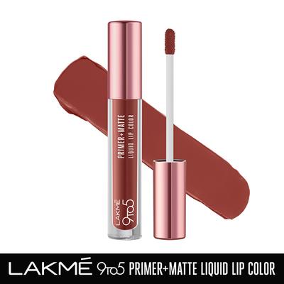 Lakme 9to5 Primer + Matte Liquid Lip Color MB2 Intense Latte 4.2 ml - Primer