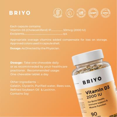 Briyo Vitamin D3 2000 IU Softgel 90's - Multi-Vitamins