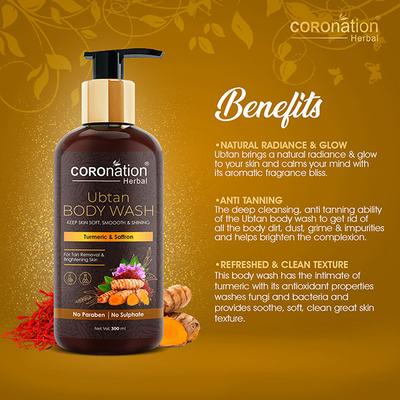 COROnation Herbal Ubtan Body Wash with Turmeric & Saffaron 300 ml - Shower Gels & Body Wash