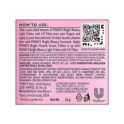 Pond's Bright Beauty Light Cream with UV Filter, Niasorcinol, Fades Dark Spots, Brightens Skin 23gm - Face Moisturizers
