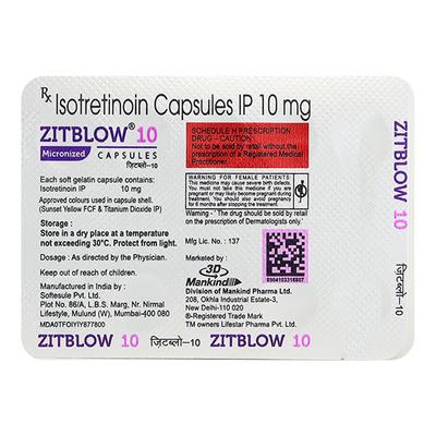 Zitblow 10mg Capsule 10'S - Acne-Acn