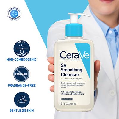 CeraVe SA Smoothing Cleanser For Dry, Rough & Bumpy Skin, Face wash with Salicylic Acid & Ceramides 236 ml - Face Washes