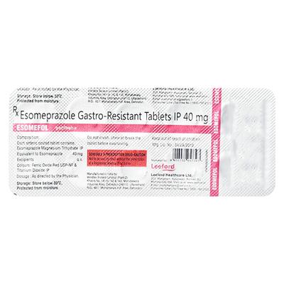 ESOMEFOL 40mg Tablet 10's - Ulcer/Reflux/Flatulence-Aaa