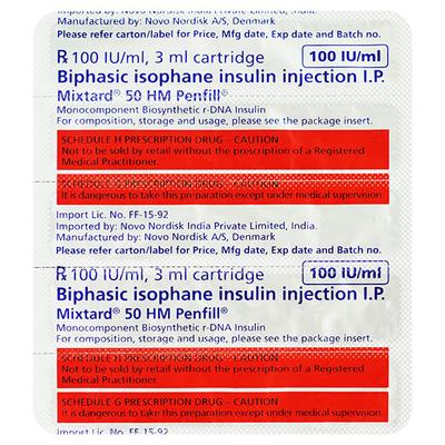 Mixtard 50Hm Penfill Cartridge 1X3ml - Diabetes-Ins