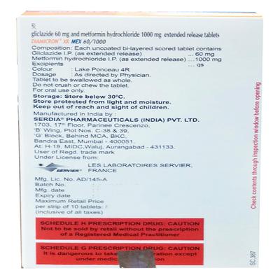 DIAMICRON XR MEX 60/1000 Tablet 10's - Diabetes-Ant
