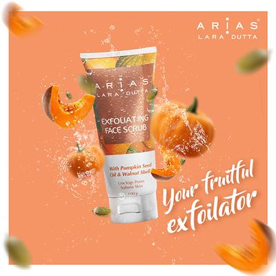 Arias by Lara Dutta Exfoliating Face Scrub - Pumpkin seed Oil & Walnut Shell 100 gm - Face Scrubs