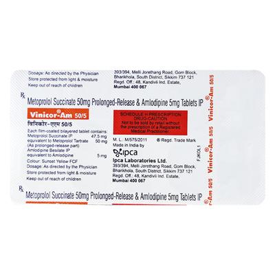 Vinicor AM 50/5mg Tablet 10'S - Hypertension-Bet