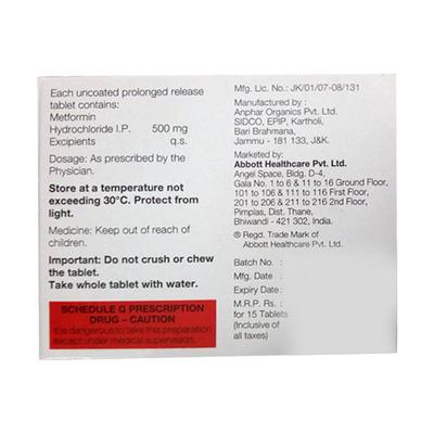 GLUFORMIN XL NEW 500mg Tablet 15's - Diabetes-Ant