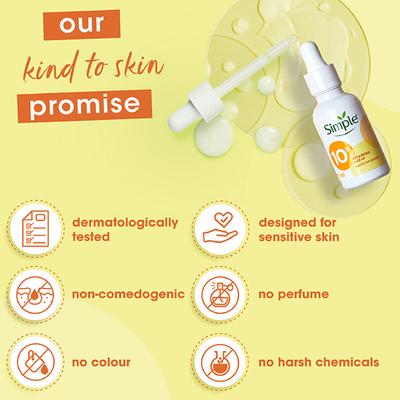 Simple Booster Serum 10 Percent Vitamin C+E+F for Youthful Glowing Skin 15 ml - Face Serum
