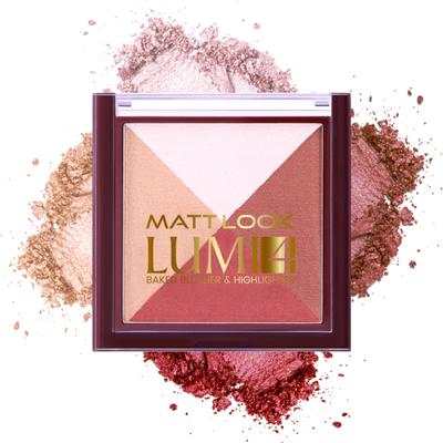 Matt Look Lumi 4 Glow Baked Blusher & Highlighter With Radiant Shine, Cherry Pop-06 7.5 gm - Highlighters & Illuminators