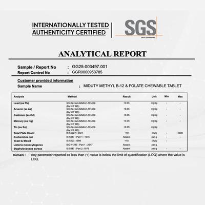 Miduty Methyl B 12 & Folate Chewable Tablet 60's - Calcium And Minerals