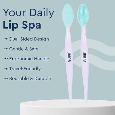 GUBB Silicone Lip Scrubber for Soft, Smooth & Fuller Lips, Dual Sided - 2 Lip Exfoliating Brush 1's - Lip Scrubs