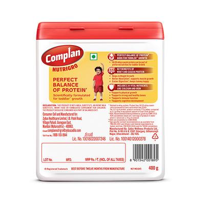 Complan Nutrigro (2-6 Years) Powder - Creamy Vanilla Flavour 400 g (Jar) - Kids Nutrition