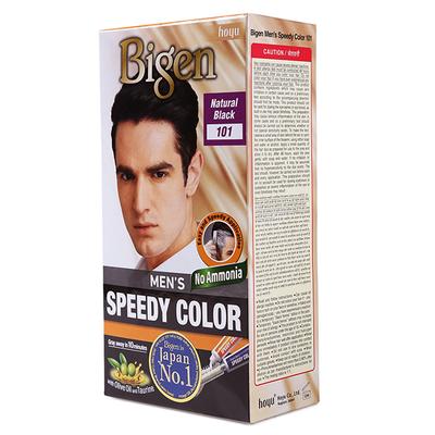 Bigen Men's Speedy Color No Ammonia - Natural Black 101 80gm - Crème
