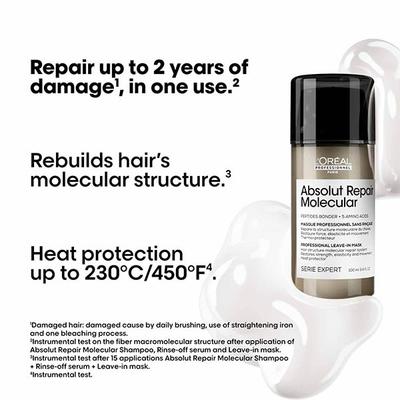 L'Oreal Professionnel Absolut Repair Molecular Deep Repairing Leave-In Cream for Damaged Hair 100 ml - Hair Creams