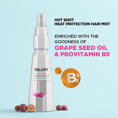 BBlunt Hot Shot Heat Protection Hair Mist with Grapeseed Oil and Provitamin B5 For All Hair Types 150ml - Hair Sprays & Mists