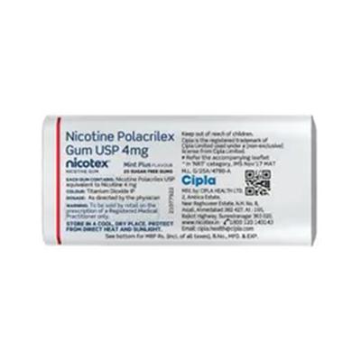 Nicotex Mint Plus Flavour 4mg Sugar Free Chew Gum Tablet 25'S - Smoking cessation