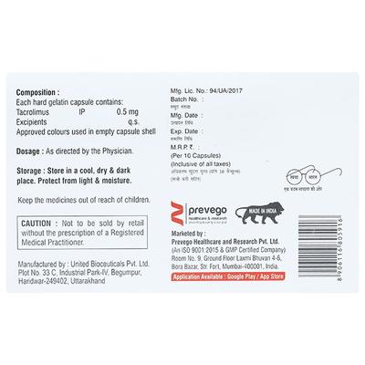 TACROLIUS 0.5 Capsule 10's - Auto Immune Disease-Imm