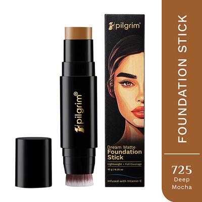 Pilgrim Deep Mocha Foundation Stick, Dream Matte, Lightweight, Full Coverage with Vitamin C 10 gm - Foundation