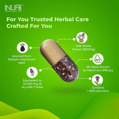 INLIFE Milk Thistle 800 mg Vegetarian Capsule 60's - Herbal Dietary Supplement