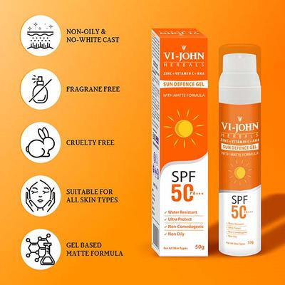 Vi-John Herbals Sun Defence Gel Spf 50 Pa+++ with Matte Formula 50 gm - Lotions & Creams