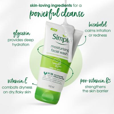 Simple Kind To Skin Moisturising Facial Wash 150 ml - Face Wash & Cleansers