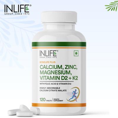 Inlife Calcium, Zinc, Magnesium, Vitamin D2 + K2 Tablet 120's - Calcium And Minerals