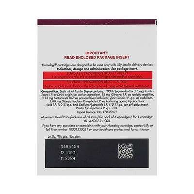 Humalog 100IU Cartridge 1X3ml - Diabetes-Ins