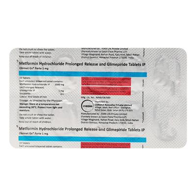 Obimet GX Forte 1mg Tablet 10'S - Diabetes-Ant