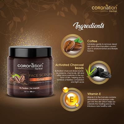 COROnation Herbal Coffee Face Scrub 100 gm - Scrubs & Exfoliants
