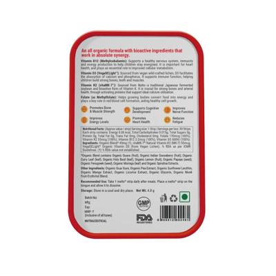 Wellbeing Nutrition Marvel Iron Man Melts Kids Organic Vitamin B12 D3+K2 and Folate Bone and Muscle (30 Strips) - Multi-Vitamins