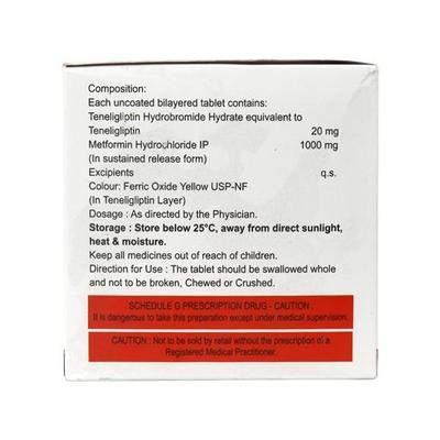Teneliglip M 20/1000mg Tablet 10'S - Diabetes-Ant