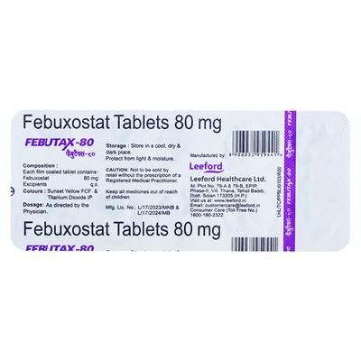 Febutax 80mg Tablet 10'S - Gout