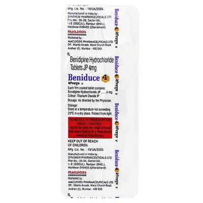 Beniduce 4mg Tablet 10'S - Hypertension-Cal
