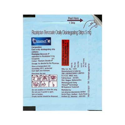 Rizanet 5mg Oral Disintegrating Strips 1'S - Migraine