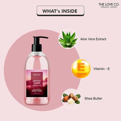 The Love Co. Midnight Summer Hand Wash For Moisturized Hand - Gentle Cleanser for Soft Hands - Liquid Hand Soap Suitable for Sensitive Skin 300 ml - Hand Wash & Soaps