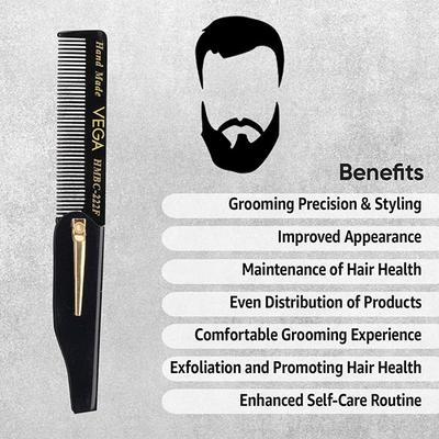 Vega Beard Comb (HMBC - 222F) 22 gm - Hair Combs
