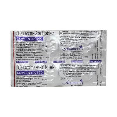 Claventia 500mg Tablet 10'S - Bacterial Infections-Cep