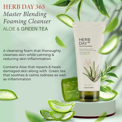 The Face Shop Herb Day 365 Cleansing Foam Aloe 170 ml - Face Scrubs