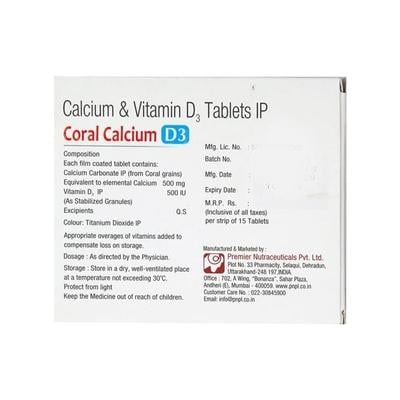 Coral Calcium D3 Tablet 15'S - Supplements-Vit