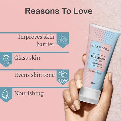 Glamveda Rice & Ceramide Korean Glass Skin Peel Off Mask 100 ml - Masks & Peels