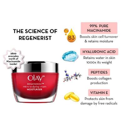 Olay Regenerist Microsculpting Day Moisturiser (non SPF) 50g with Cleanser 100g 2's - Face Moisturizers