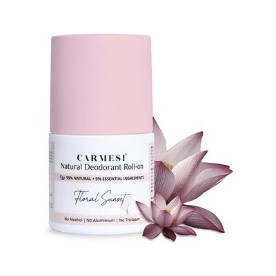Carmesi Natural Deodorant Roll-On for Women, Controls Sweat & Odour All Day, Floral Sunset 50 ml - Women Deodorants/Roll-Ons
