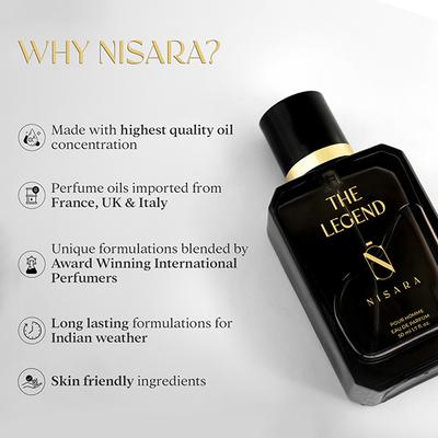 Nisara The Legend Perfume Long-Lasting Fragrance Aromatic Woody Amber Eau De Parfum 50 ml - Men Perfumes (Edt/Edp)
